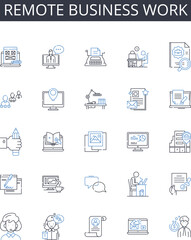 Remote business work line icons collection. Enforcement, Compliance, Governance, Discipline, Protocol, Decree, Edict vector and linear illustration. Stipulation,Prohibition,Dictate outline signs set