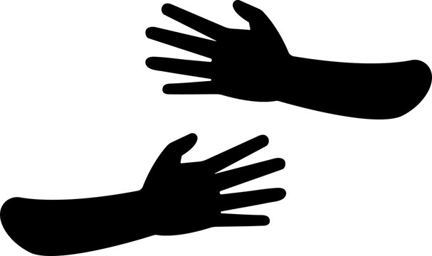 hugging hands black silhouette, support and care concept