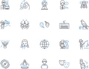 Cultural immersion line icons collection. Language, Traditions, Customs, Food, Music, Dance, Art vector and linear illustration. Religion,Architecture,History outline signs set