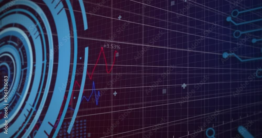 Poster animation of data processing and scope scanning on black background