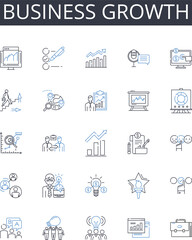 Business growth line icons collection. Logistics, Fulfillment, Shipping, Invoicing, Warehousing, Delivery, Processing vector and linear illustration. Inventory,Packaging,Dispatch outline signs set