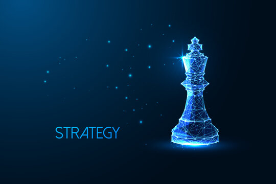 Futuristic concept of leadership, power, strategy, smart decisions making with King chess figure