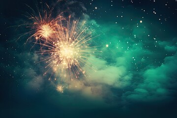 vibrant fireworks show lighting up the night sky. Generative AI