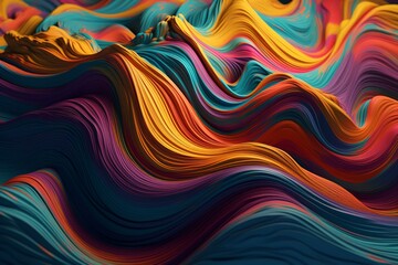 Colorful wavy background. 3D. Generative AI