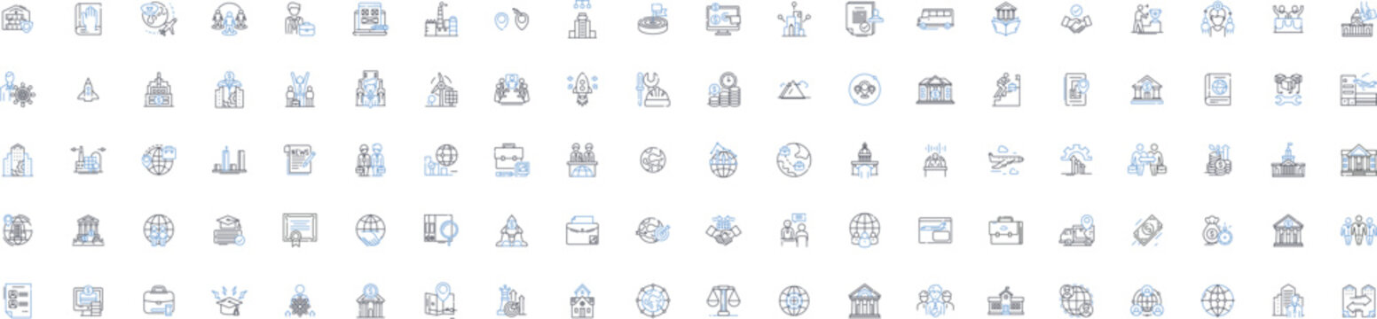 Authority Power line icons collection. Command, Dominance, Sovereignty, Supremacy, Control, Leadership, Rule vector and linear illustration. Rule-making,Influence,Potency outline signs set