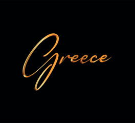 decorative 3d gold greece text on black background