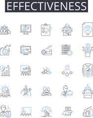 Effectiveness line icons collection. Efficiency, Productivity, Capability, Potency, Performance, Impactfulness, Aptitude vector and linear illustration. Competence,Powerfulness,Strength outline signs