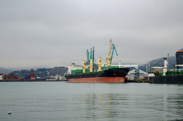 Cargo ship in the port of Batumi, Georgia, containers