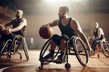 Disabled basketball team. Diversity and inclusion concept. Generative AI