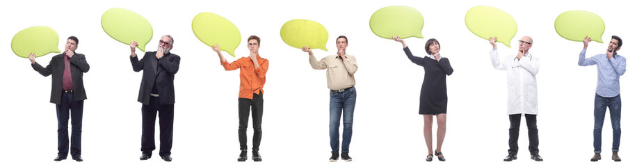 group of successful business people with comments