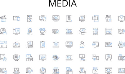 Media line icons collection. Customers, Clients, Visitors, Members, Guests, Consumers, Buyers vector and linear illustration. Users,Subscribers,Followers outline signs set