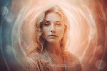 Fototapeta premium beautiful illustration of a woman with long blond hair created with Generative AI technology