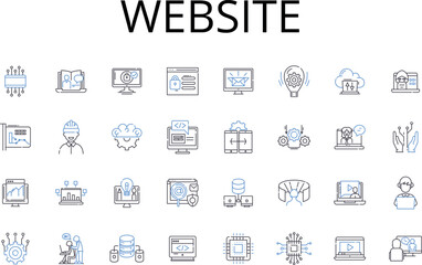 Website line icons collection. Home Page, Online Portal, Internet Location, Web Space, Digital Platform, Cyberspace Connection, Virtual Domain vector and linear illustration. Cyber Site,Net Location