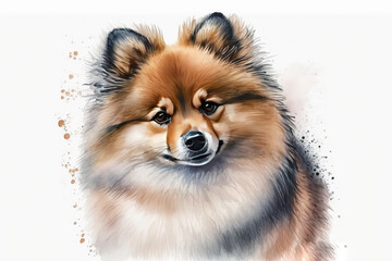Obraz premium Generative AI. Portrait of a Pomeranian or Spitz. Small Toy Dog Breeds
