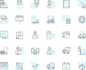 Digital optimization linear icons set. Analytics, Conversion, Engagement, Traffic, Testing, Ranking, SEO line vector and concept signs. Performance,Content,Marketing outline illustrations