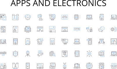 Apps and electronics line icons collection. Pursue, Quest, Explore, Discover, Search, Hunt, Probe vector and linear illustration. Investigate,Inquire,Scrutinize outline signs set