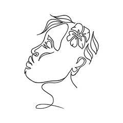 Afro Woman Face Continuous Line. High quality