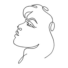 Afro Woman Face Continuous Line. High quality