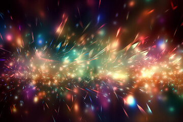 Fototapeta premium Bright background with golden shimmering sparkles. Generative AI