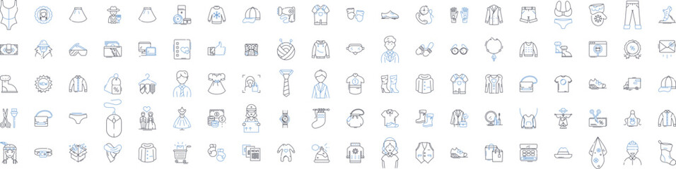 Retailing line icons collection. Shopping, Merchandise, Sales, Discounts, Retailers, Customers, Consumerism vector and linear illustration. Marketing,Showrooming,POS outline signs set