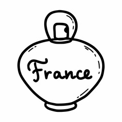 French perfume. Vector doodle illustration. Women cosmetics.