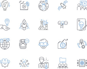 Communication conversation line icons collection. Dialogue, Exchange, Discourse, Interaction, Banter, Debate, Rapport vector and linear illustration. Chatter,Discourse,Discussion outline signs set