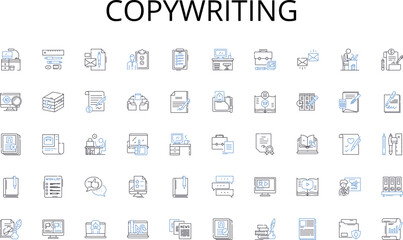 Copywriting line icons collection. Growth, Innovation, Success, Ambition, Impact, Excellence, Progress vector and linear illustration. Leadership,Sustainability,Purpose outline signs set