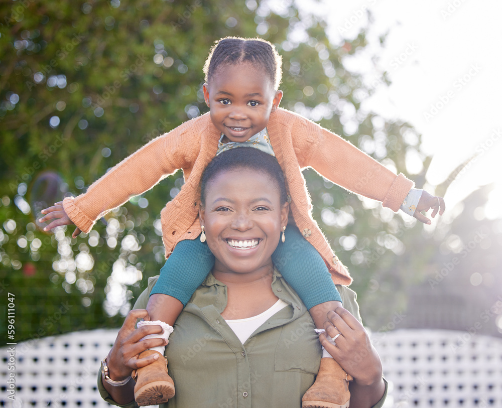 Sticker If shes happy, Im happy. an adorable little girl enjoying a piggyback ride with her mother in a garden.