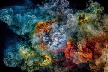Fototapeta na wymiar vibrant smoke cloud against a dark background. Generative AI