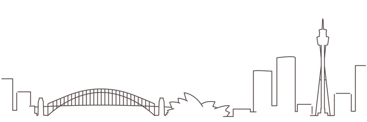 Sydney Dark Line Simple Minimalist Skyline With White Background