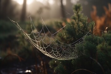 spider web with dew drops