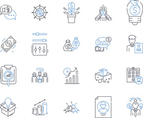 Efficacy line icons collection. Efficiency, Effectiveness, Productivity, Performance, Success, Achievement, Profitability vector and linear illustration. Capability,Potency,Impact outline signs set