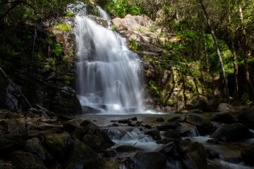 Waterfall in the forest. Cascata da Cabreia, Portugal, Europe