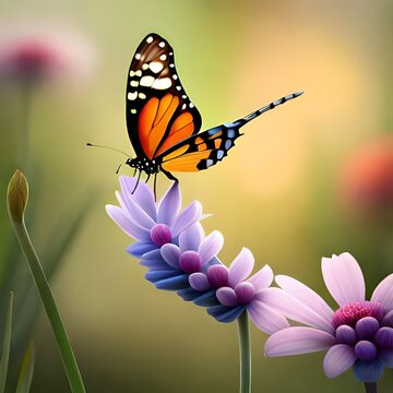 butterfly on a flower created in artificial intelligence