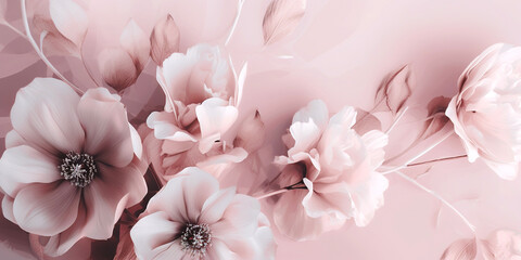 Pastel pink floral background - obrazy, fototapety, plakaty