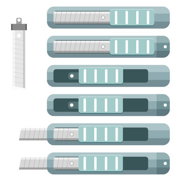 Vector Graphic Cutter knife sets in Turquoise color