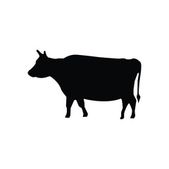 cow icon in solid black style vector