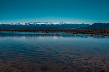 High mountain landscape with small lake, Kyrgyzstan