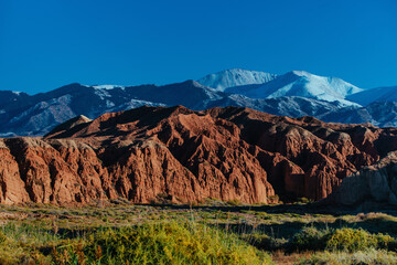 Autumn mountains landscape in Kyrgyzstan