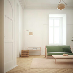Modern Living Room Interior: House Background in 3D Render