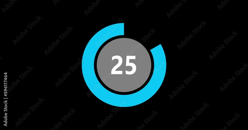 Wall mural countdown timer from 30 to 0 seconds realtime. modern flat design of countdown animation on black ba