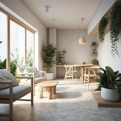 Modern Living Room Interior: House Background in 3D Render