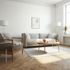 Fototapeta na wymiar Modern Living Room Interior: House Background in 3D Render