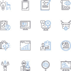 Plan of attack line icons collection. Strategy, Tactics, Focus, Prioritize, Intentions, Approach, Gameplan vector and linear illustration. Maneuver,Ambush,Blitz outline signs set