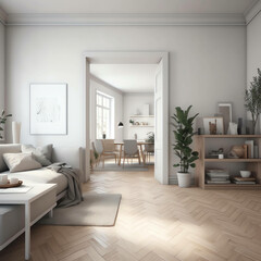 Fototapeta na wymiar Stylish Interior Design 3D Render of Modern Living Room,minimalist style background