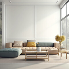 Living room . Interior with house background. Modern interior design. 3D Render