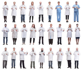 group of doctors with clipboard isolated on white