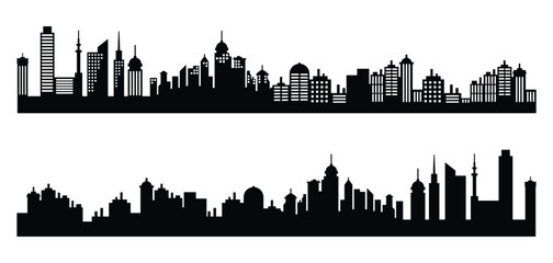 Naklejka premium Silhouette of skyscrapers. Urban city landscape. Illustrations. 