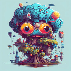 tree monster, wearing cyberpunk glasses, wallpaper and background
