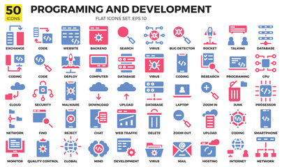 A set pack programing and development of (flat) style.
The collection includes of business developments,programing , web design,app design and more.